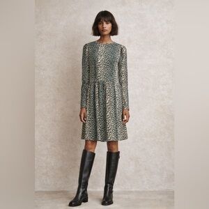 #5 🌷Zara Leopard Print Long Sleeve Dress